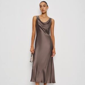 Reformation Bryn Silk Dress Brown - Size 12